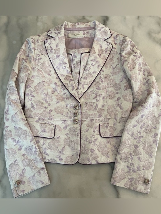 Pierre Cardin Jackets & Blazers - Pierre Cardin Lavender Floral Jacquard Blazer with Contrast Piping